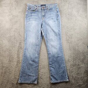 Womens Y2K High Rise Bootcut Jeans Size 12 Blue Embellished Pockets Light Stretc